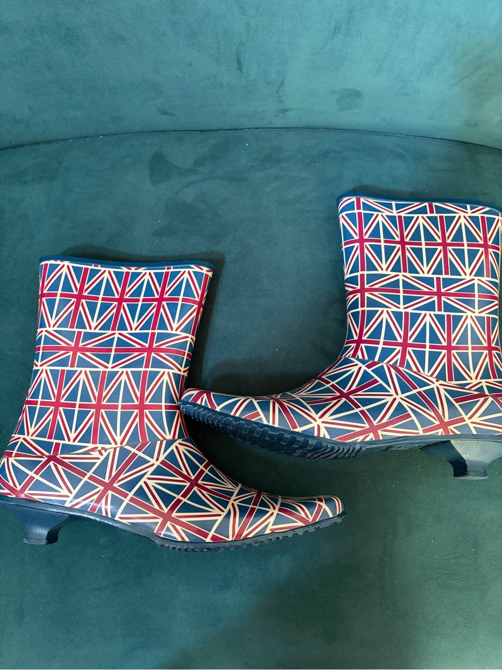 Women's Union Jack kitten heel Rain Booties - Picture 3 of 5